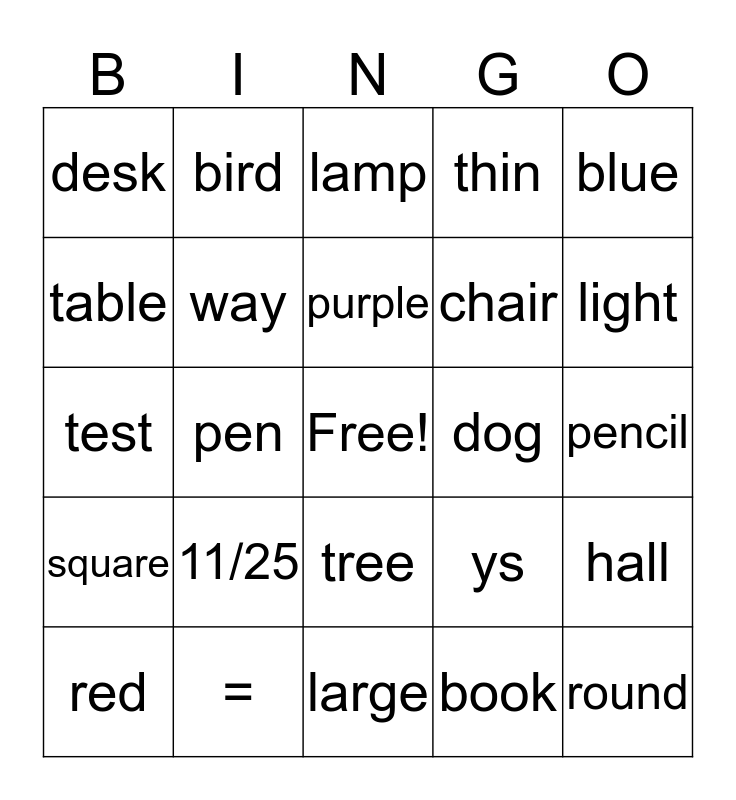 Rational Numbers Bingo Card