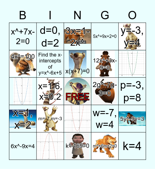 Ice Age Bingo Card