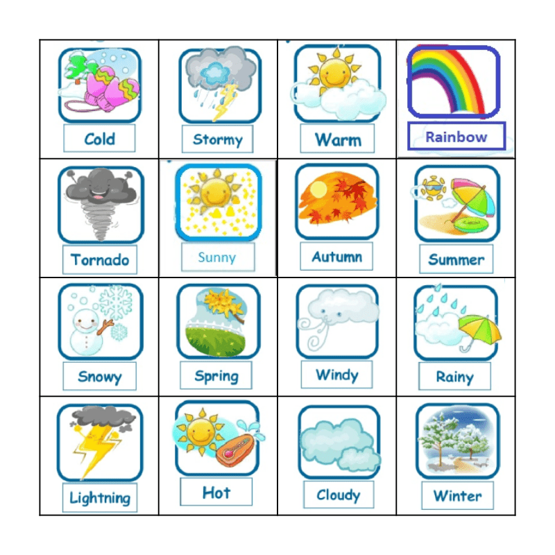 Weather Bingo Card