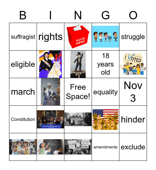 Voting Rights Bingo Th Grade Bingo Card