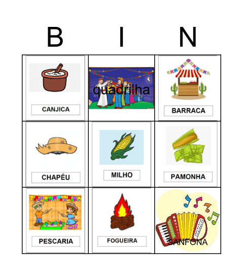 Festa Junina Bingo Card