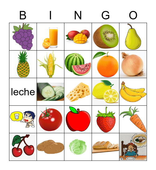 Frutas Y Verduras Bingo Card