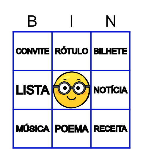 BINGO GÊNEROS TEXTUAIS Bingo Card