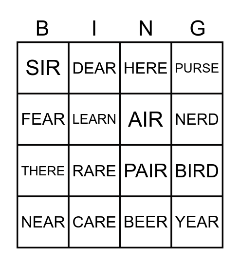 Let S Practice Pronunciation Bingo Card