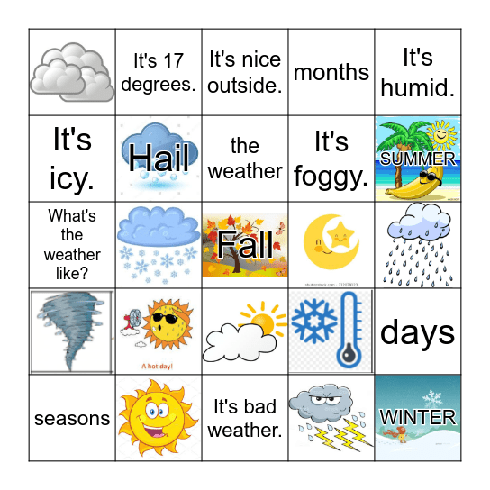 Le Temps Et Les Saisons Bingo Card