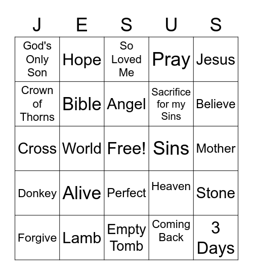 Easter Bingo Card