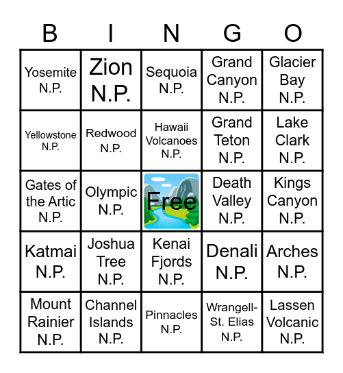 National Parks Of The West Bingo Card