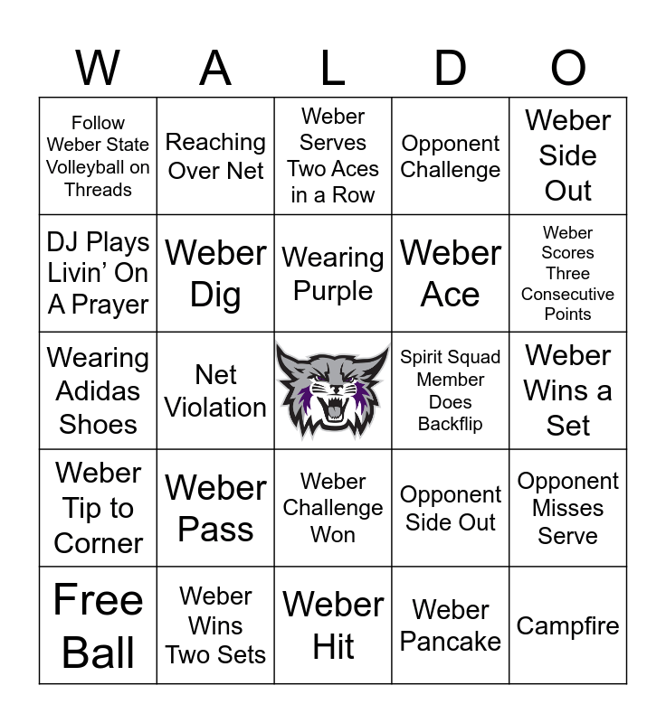 Wildcat Volleyball Bingo Card