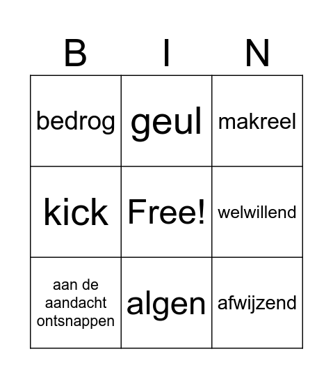 Thema 2 Week 1 Bingo Card