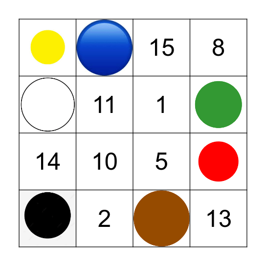 Bingo De N Meros Y Colores Bingo Card