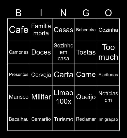 Natal Bingo Card