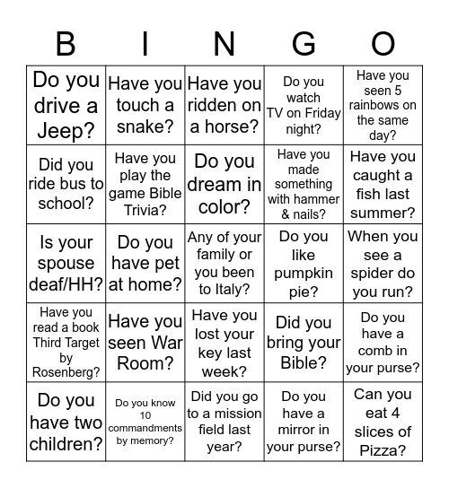 Christian Under Construction Bingo Card