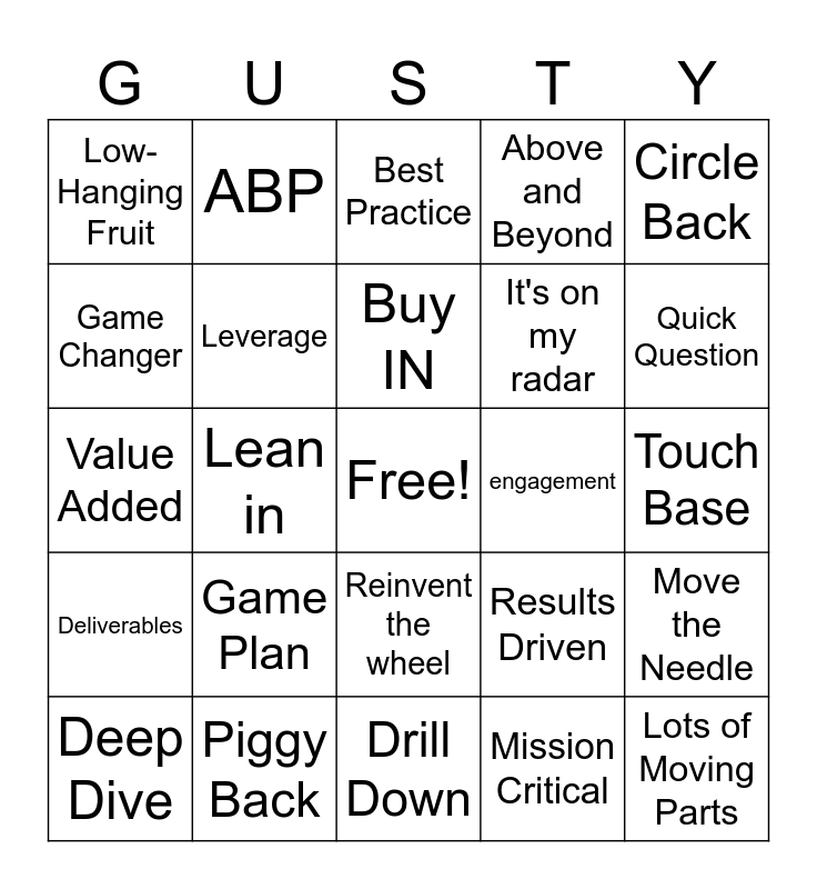 Corporate Jargon Bingo Card