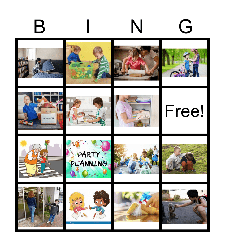 Acts Of Service Bingo Card