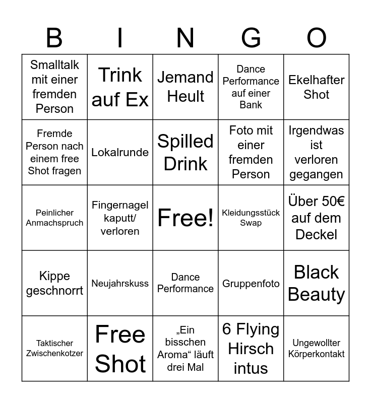 Silvester Bingo Card