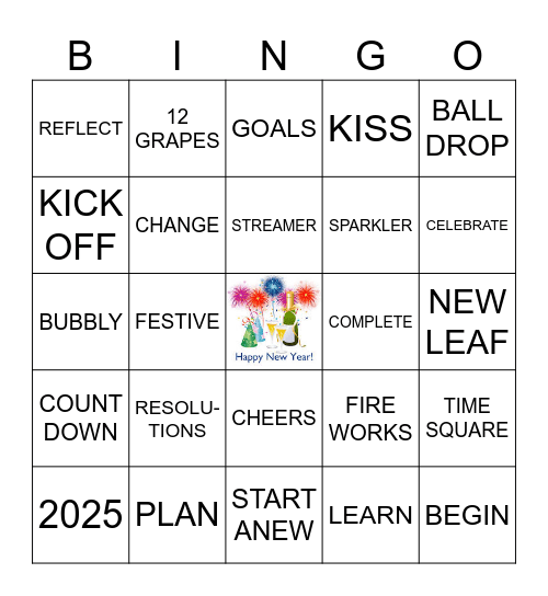 Happy New Year Bingo Card