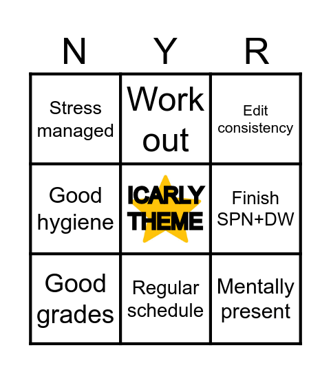 New Years Resolution Bingo Card