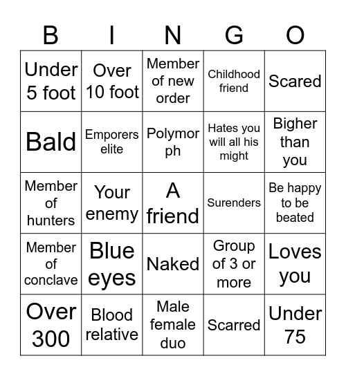 Battle Royal Bingo Card