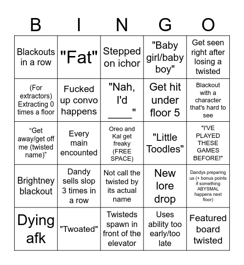 Dandy S World Friend Bingo Card