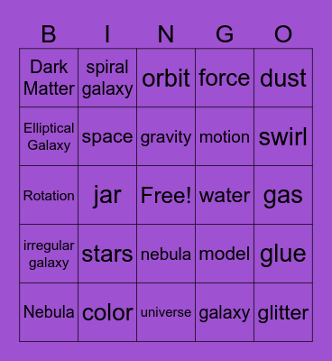 Galaxy in a Jar Bingo Card