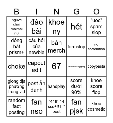 chunimai vn Bingo Card