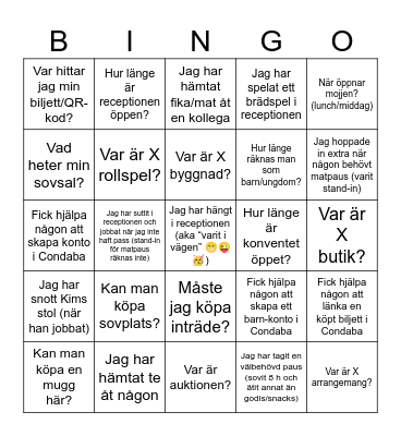 Receptionen 2026 Bingo Card