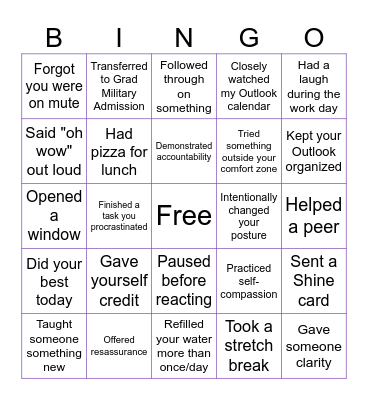Where have you been this week? Bingo Card