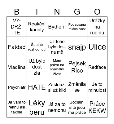 Shopalhářka Bingo Card