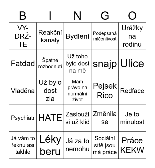 Shopalhářka Bingo Card