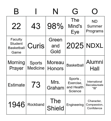 ACCEPTED STUDENTS NIGHT- BINGO! Bingo Card
