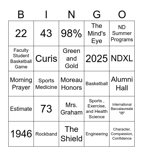 ACCEPTED STUDENTS NIGHT- BINGO! Bingo Card