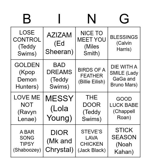 Untitled Bingo Card