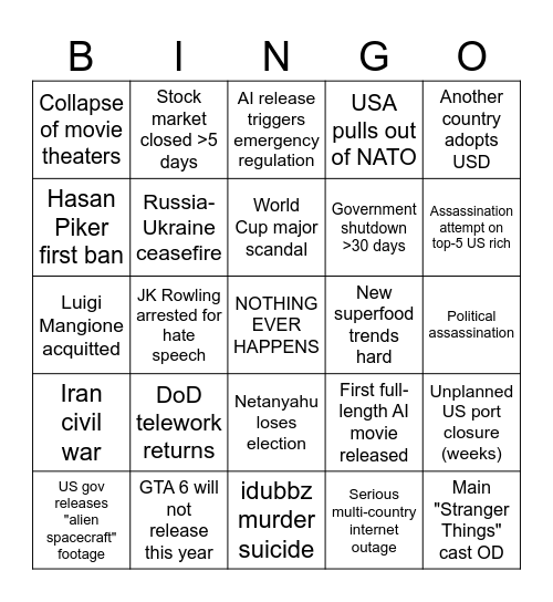 2026 Kage Bingo Card