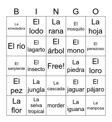Spanish Bingo Card