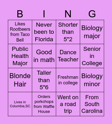 IceBreaker Bingo Card