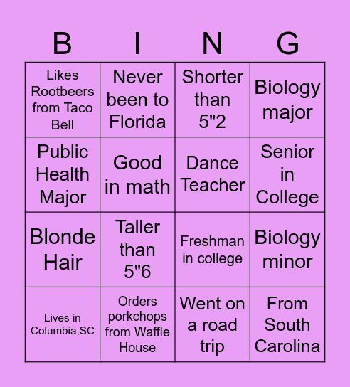 IceBreaker Bingo Card