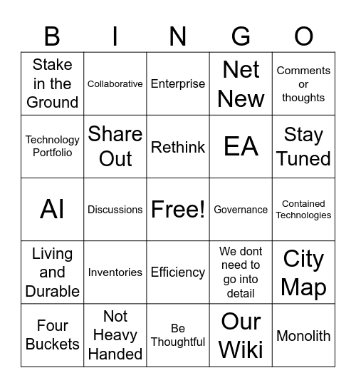 EA Group Bingo Card