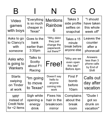 Ianism Card Bingo Card