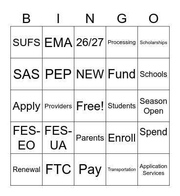 Season Open Bingo Card