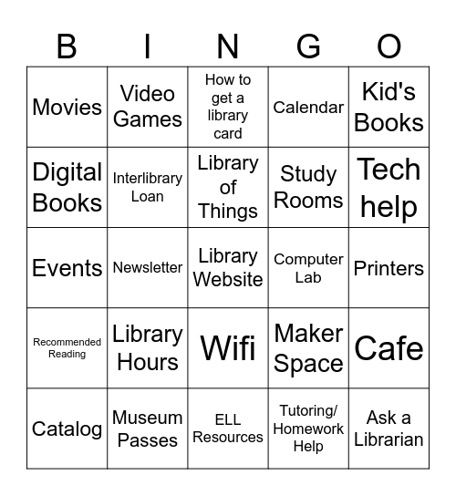What's in your library? Bingo Card
