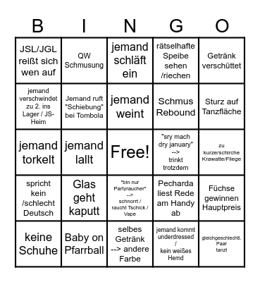 Pfarrball 2026 Bingo (spotted) Bingo Card