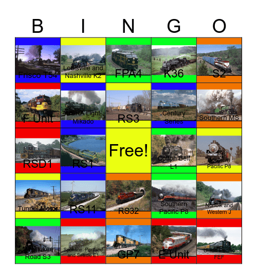 Railroads of the 1980's and 1990's that I would like to record after John would say "I'm not happy Barney not happy!" one day Bingo Card