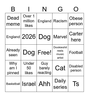 Reels bingo again Bingo Card