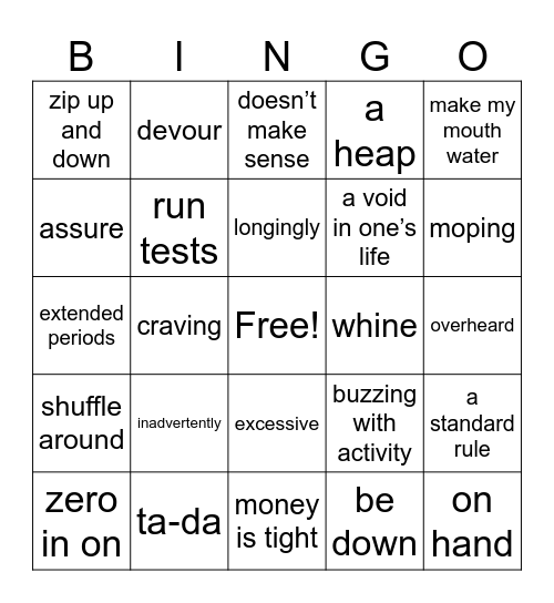 Foundations Socials 5-7: Novel vocabulary review (Chapters 9-12) Bingo Card