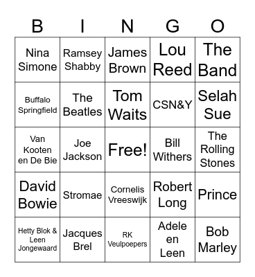 NICO's muziekBINGO Card