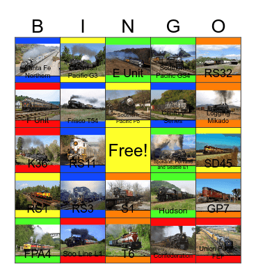 Railroads of the 2000's that I would like to record after John would say "I'm not happy Caillou not happy" one day Bingo Card