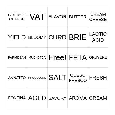 Cheese Expo Bingo Card