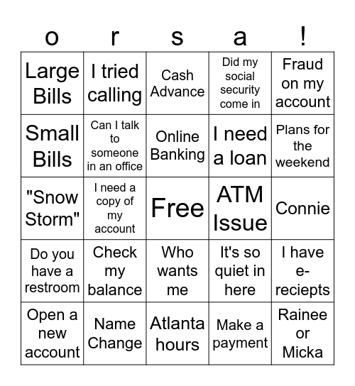orsa Bingo Card