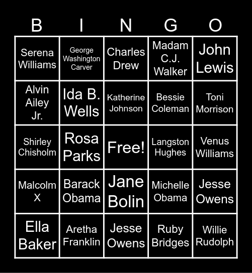 BOLD BHM Bingo Card