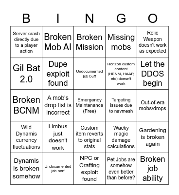 Horizon Rebase BINGO Card
